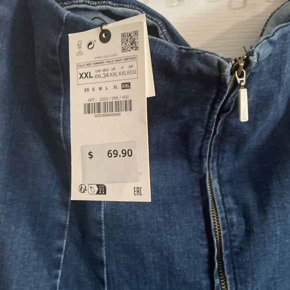 NWT Zara denim tube midi dress size XXL. - Picture 5 of 5